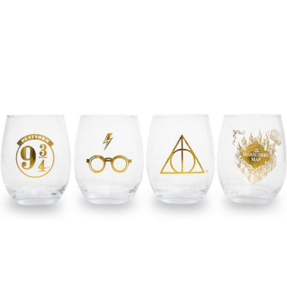 HARRY POTTER ICONS STEMLESS WINE GLASSES SET OF (4)